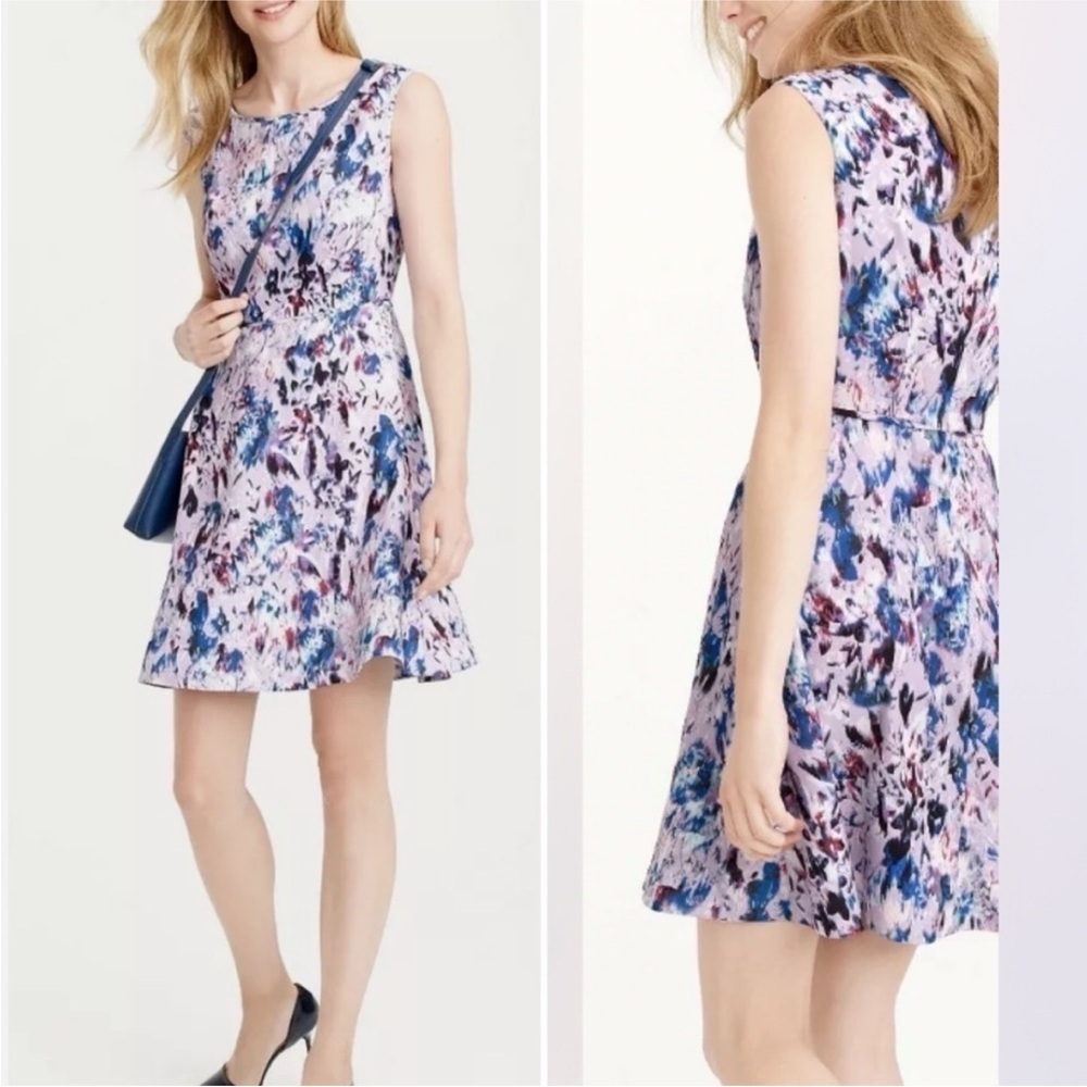 J. Crew Abstract Floral Mini Dress - Blue and Purple